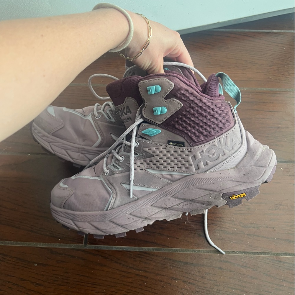 Hoka Purple Anacapa Hiking Boots with Chunky Comfort Design Worn 1X